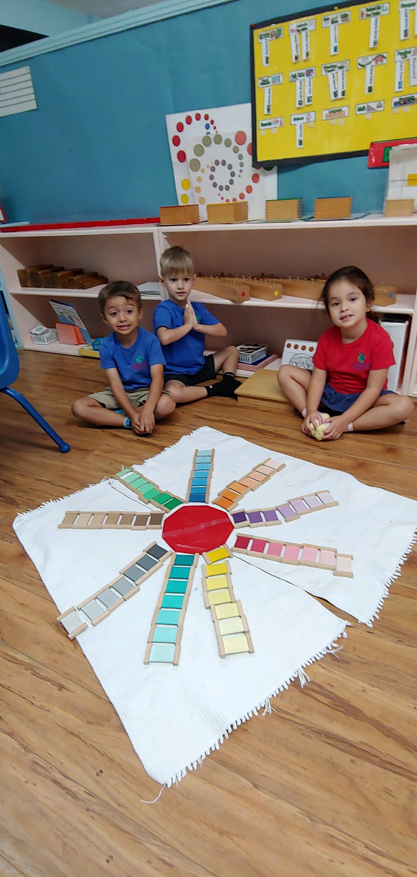 Child working with Montessori geography materials